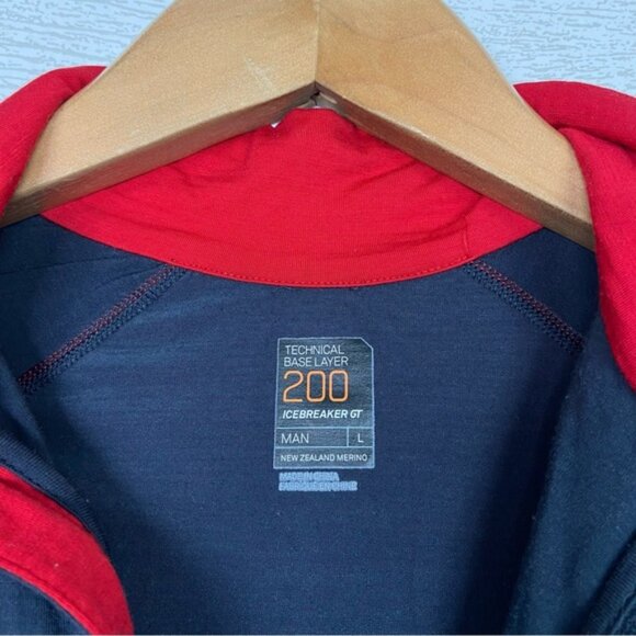 Icebreaker GT 200 Technical Base Layer Gray Charcoal Gray Red Mens Outdoor Large - Picture 3 of 3